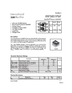 IRF5851PBF Datasheet PDF International Rectifier