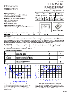 IRF6622TRPBF Datasheet PDF International Rectifier