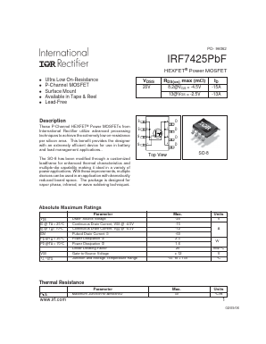 IRF7425PBF Datasheet PDF International Rectifier