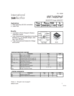 IRF7495TRPBF Datasheet PDF International Rectifier