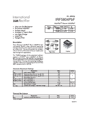 IRF5804PBF Datasheet PDF International Rectifier
