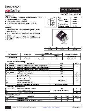 IRF1324STRL-7PP Datasheet PDF International Rectifier