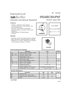 IRG4BC30UPBF Datasheet PDF International Rectifier
