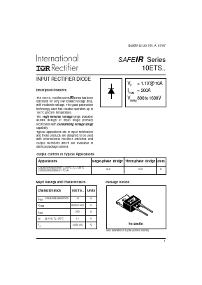 10ETS Datasheet PDF International Rectifier