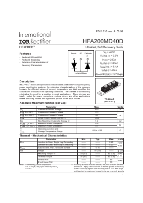 HFA200MD40D Datasheet PDF International Rectifier