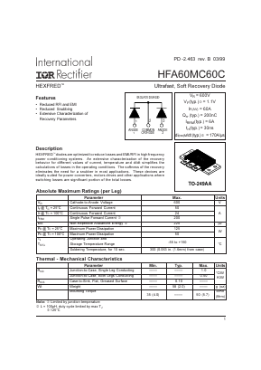 HFA60MC60C Datasheet PDF International Rectifier