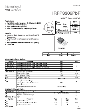 IRFP3306PBF Datasheet PDF International Rectifier