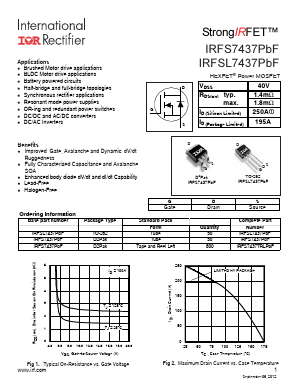 IRFSL7437PBF Datasheet PDF International Rectifier