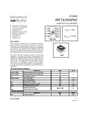 IRF7416GPBF Datasheet PDF International Rectifier