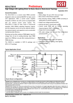 IS31LT3515 Datasheet PDF Integrated Silicon Solution