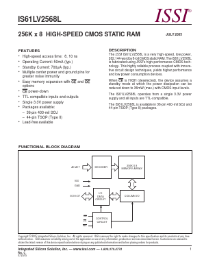 IS61LV2568L-8K Datasheet PDF Integrated Silicon Solution