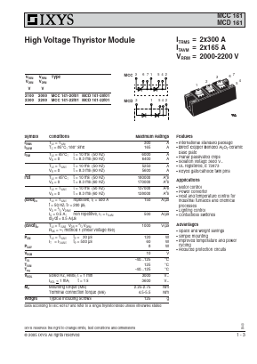 MCD161-20IO1 Datasheet PDF IXYS CORPORATION