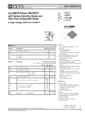 IXKF40N60SCD1 Datasheet PDF IXYS CORPORATION