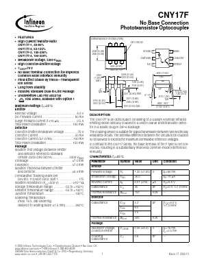 CNY17F-2 Datasheet PDF Infineon Technologies