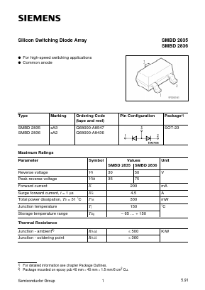 SMBD2836 Datasheet PDF Infineon Technologies