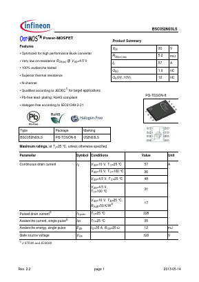 052N03LS Datasheet PDF Infineon Technologies