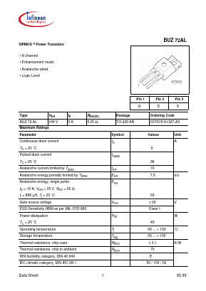 BUZ72AL Datasheet PDF Infineon Technologies