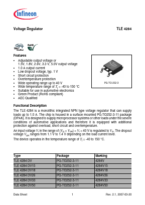 TLE4284DV18 Datasheet PDF Infineon Technologies