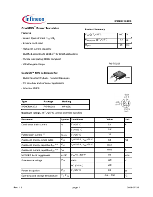 IPD90R1K2C3 Datasheet PDF Infineon Technologies