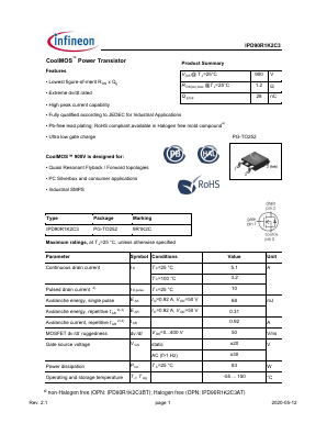IPD90R1K2C3 Datasheet PDF Infineon Technologies