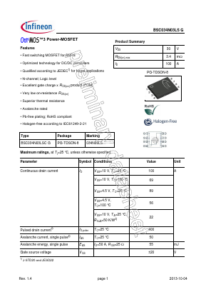 034N03LS Datasheet PDF Infineon Technologies