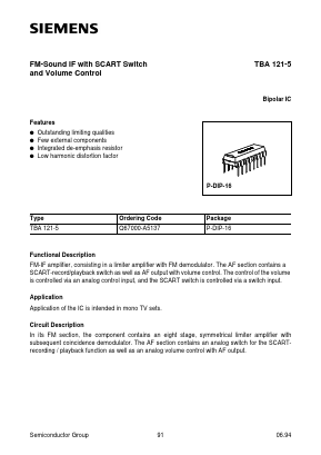 TBA121-5 Datasheet PDF Infineon Technologies