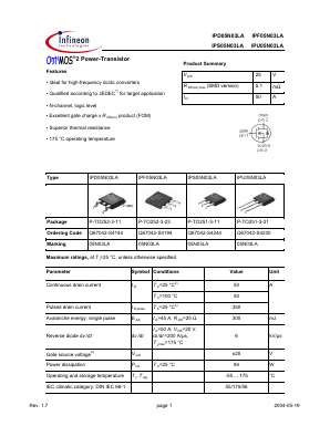 IPF05N03LA Datasheet PDF Infineon Technologies
