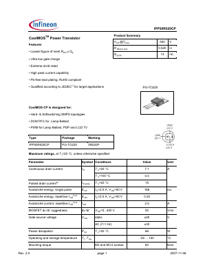 IPP50R520CP Datasheet PDF Infineon Technologies