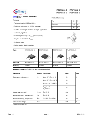 IPS075N03LG Datasheet PDF Infineon Technologies