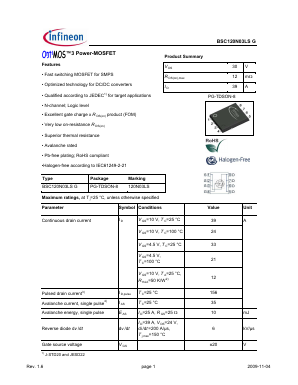 BSC120N03LSG Datasheet PDF Infineon Technologies