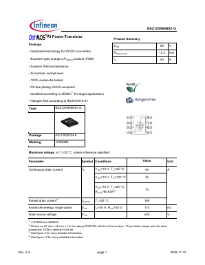 BSZ123N08NS3G Datasheet PDF Infineon Technologies