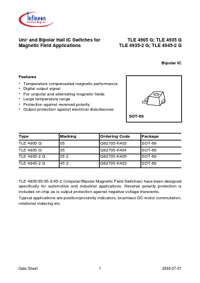TLE4945-2G Datasheet PDF Infineon Technologies