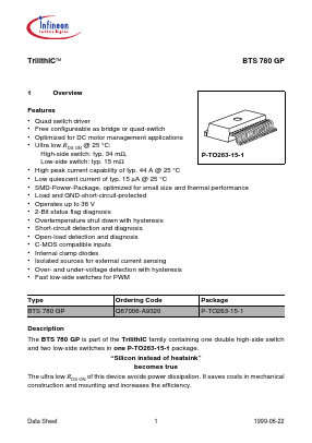 BTS780GP Datasheet PDF Infineon Technologies