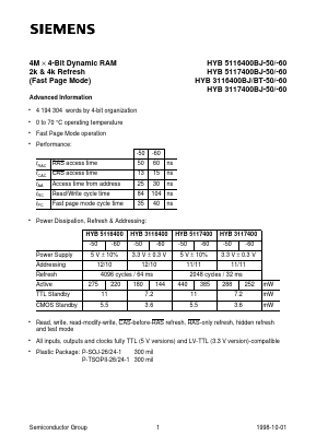 HYB5117400BJ-50 Datasheet PDF Infineon Technologies