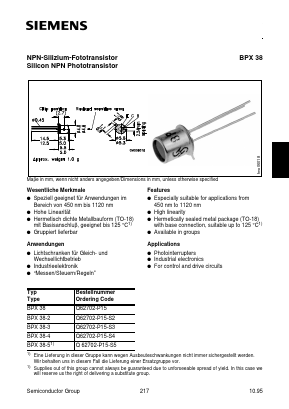 BPX38 Datasheet PDF Infineon Technologies