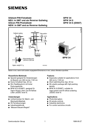 BPW34S(E9087) Datasheet PDF Infineon Technologies