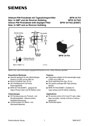BPW34FA Datasheet PDF Infineon Technologies