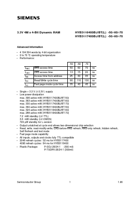 HYB3117400BJ-50 Datasheet PDF Infineon Technologies