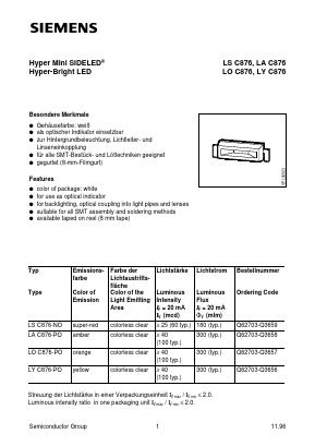 LYC876 Datasheet PDF Infineon Technologies