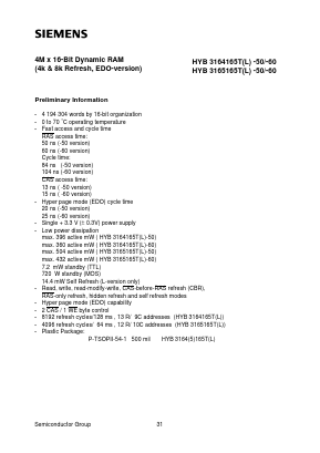 HYB3164165T-50 Datasheet PDF Infineon Technologies