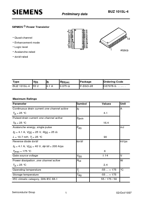 BUZ101SL-4 Datasheet PDF Infineon Technologies