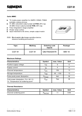 CGY81 Datasheet PDF Infineon Technologies