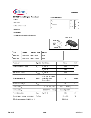 BSS138NL6433 Datasheet PDF Infineon Technologies