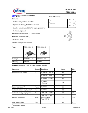 IPD031N03LG Datasheet PDF Infineon Technologies