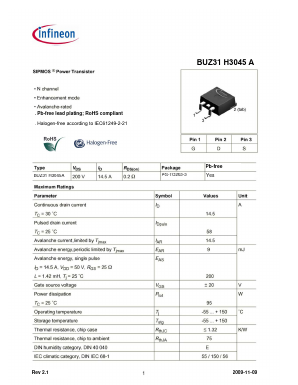 BUZ31H3045A Datasheet PDF Infineon Technologies