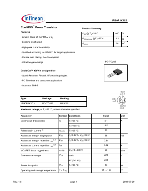IPI90R1K2C3 Datasheet PDF Infineon Technologies