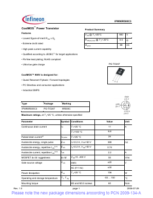 IPW90R500C3 Datasheet PDF Infineon Technologies