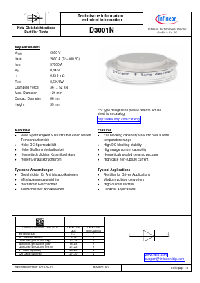 D3001N Datasheet PDF Infineon Technologies
