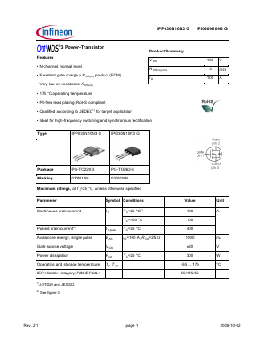 IPI030N10N3G Datasheet PDF Infineon Technologies