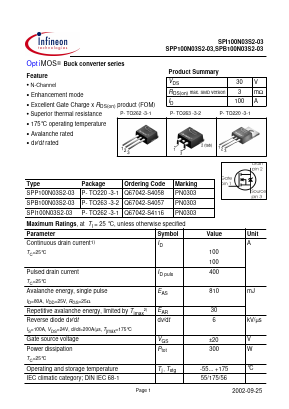 SPB100N03S2-03 Datasheet PDF Infineon Technologies